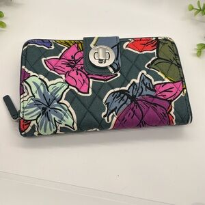 Vera Bradley RFID Turnlock Wallet Falling Flowers